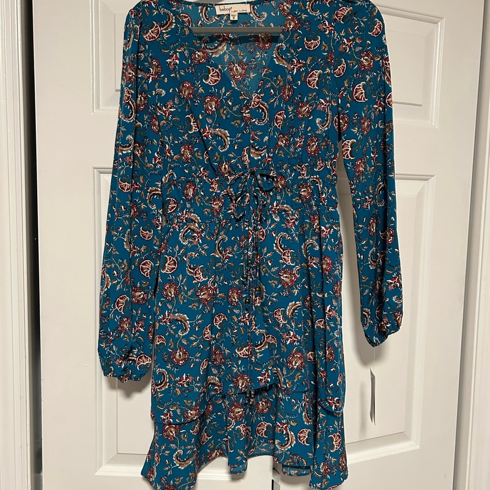 BeBop Teal and Red Floral Dress
